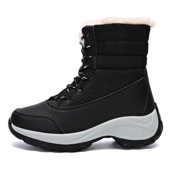Inverno Mulheres Ankle Boots de Moda Quente da Mãe Botas de Plataforma Inferior Confortável Feminino Botas de Neve de Calçados Casuais Mais Size42#1617