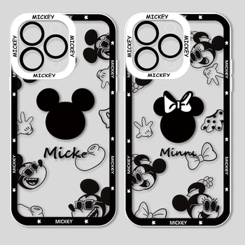 Mouse da Disney Mickey Transparente Telefone de Caso Para o iPhone 14 13 12 11 Mini XR XS X Pro MAX 8 7 6 Além de SE Olhos de Anjo